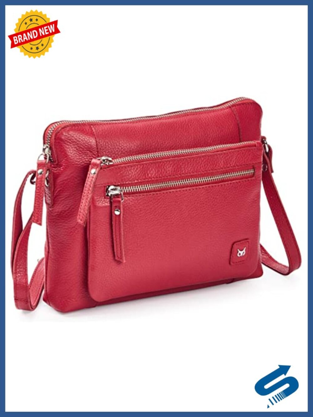 Small Genuine Pebbled Leather Crossbody Sling Shoulder Handbag with Adjustable